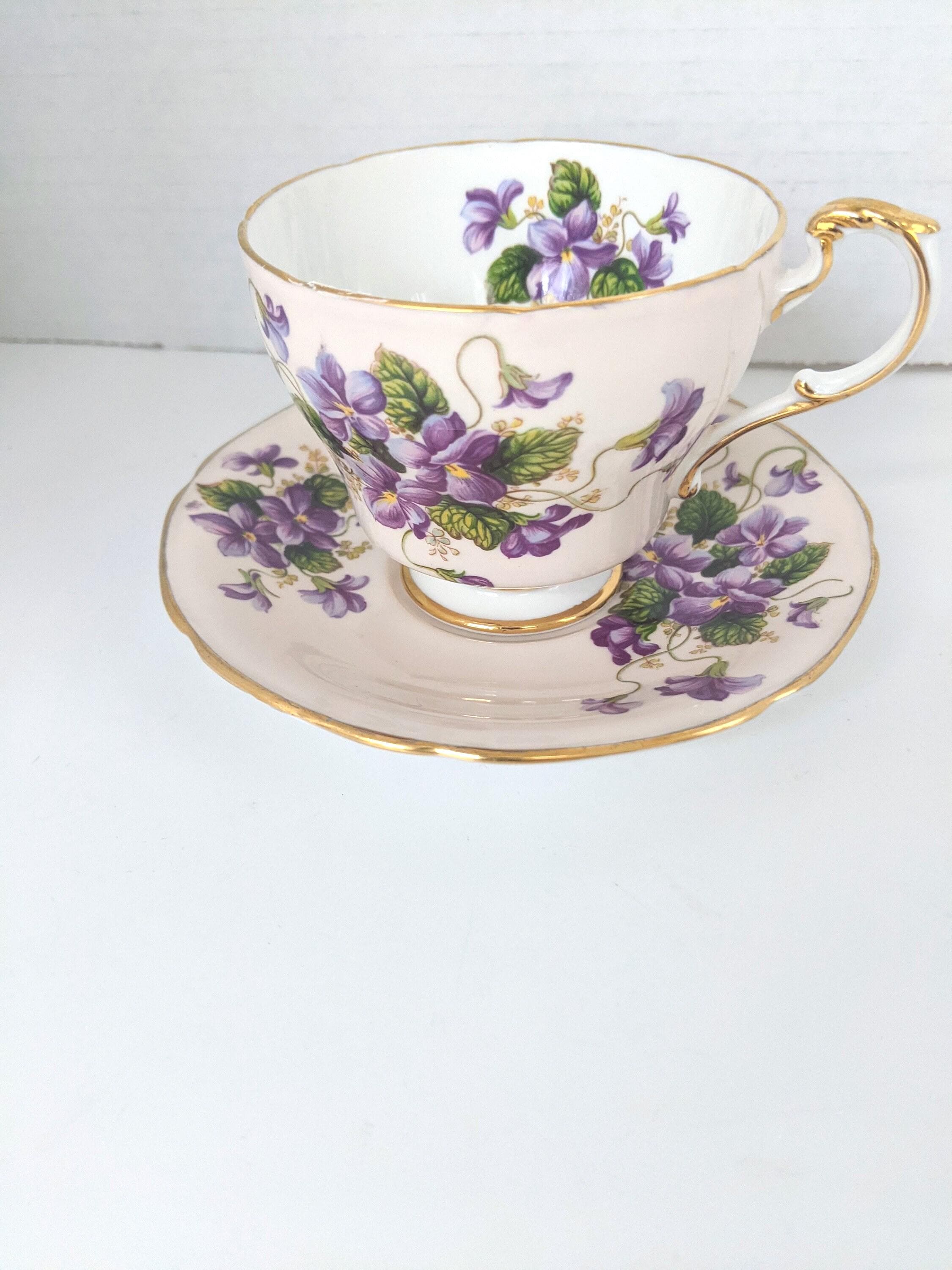 Pink Paragon Tea Cup With Purple Flowers and Gold Trim - Etsy