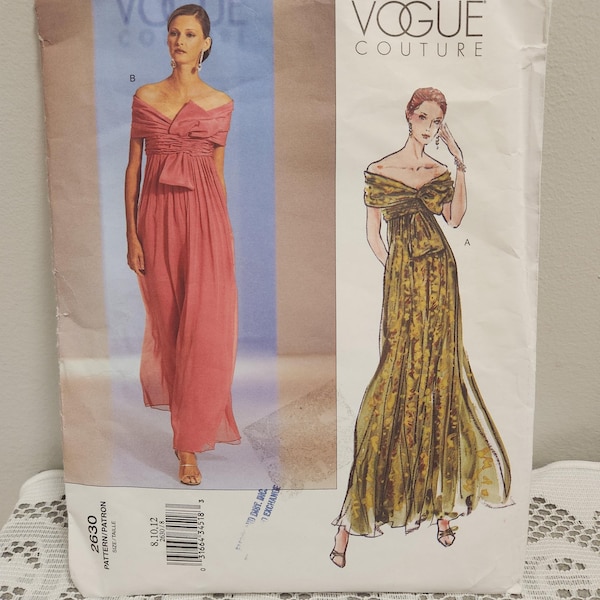 Vogue Couture 2630 Rare Evening Length Dress Off The Shoulder Elegant Dress Pattern