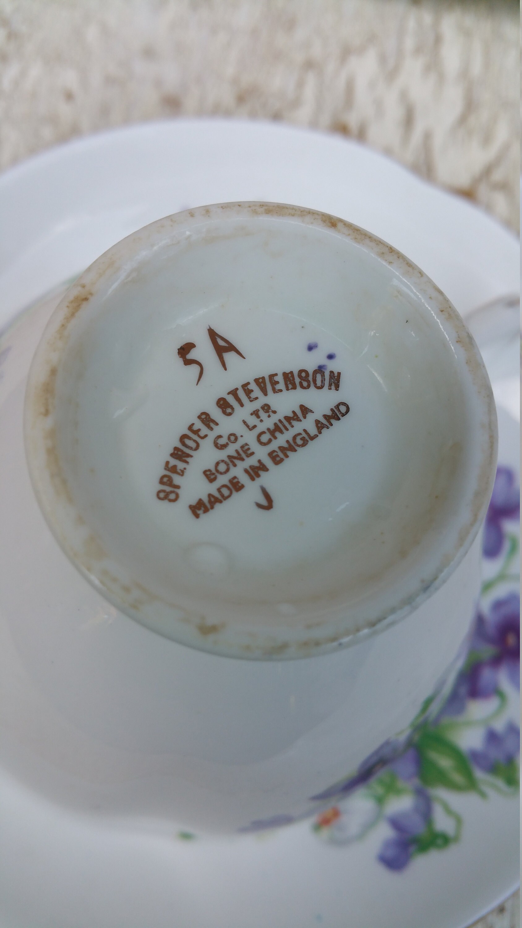 Scalloped Tea Cup Purple Flowers Spencer Stevenson Vintage Etsy UK