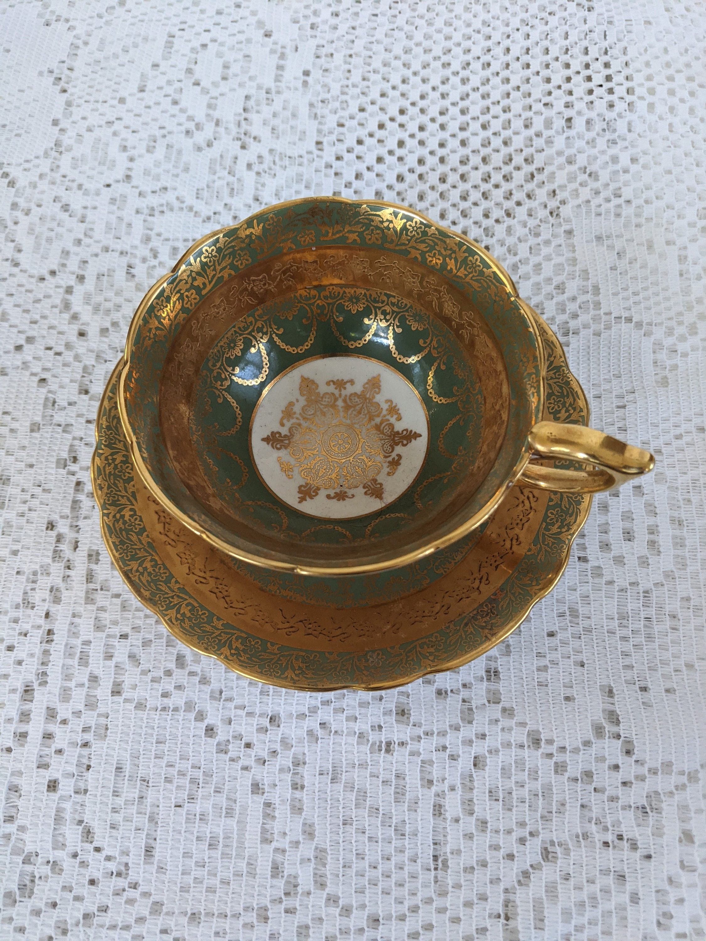 Royal Stafford Tea Set Bold Green Gold and Orange Decorative Etsy Canada