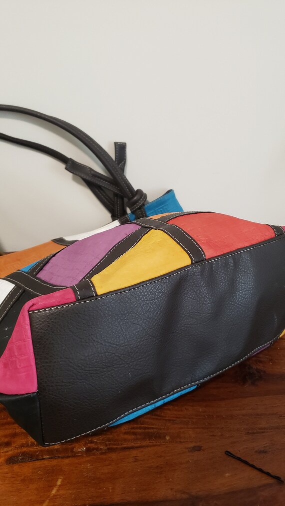 Patchwork Faux Leather Tote: Multi-Toned Moda Bel… - image 8