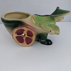 Vintage Shawnee Planter Patio Planter Cottage Decor Kitchen Window Planters  Vintage Decorative Planter Working Man Pulling a Cart Planter