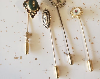 Hat Pin Vintage Authentic Stick Pin Choose One Locket Stick Pin Gold Tone Stick Pick Petite Pointe Stick Pin Timeless Accessories Hat Pins