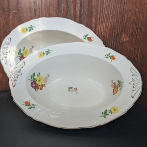 Alfred Meakin Serving Bowls,, 1930 -1940s Marigold Pattern, Signed Bowls by Alfred Meakin Art Deco Bowls Oval Serving Bowls Vintage Art Deco