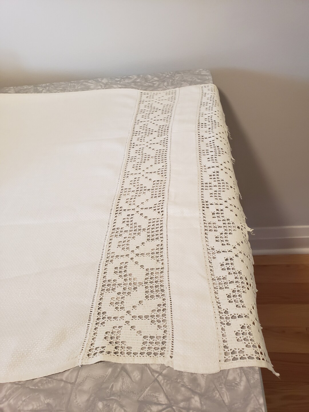 White Table Topper White Cotton Table Cloth Thick Table Topper 24 X 46 Inch White Shabby ...