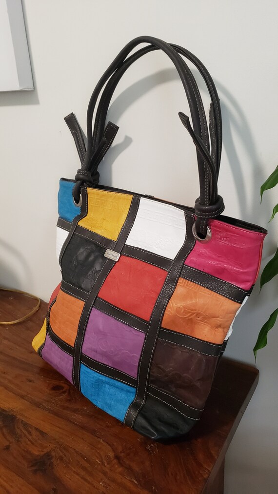 Patchwork Faux Leather Tote: Multi-Toned Moda Bel… - image 7