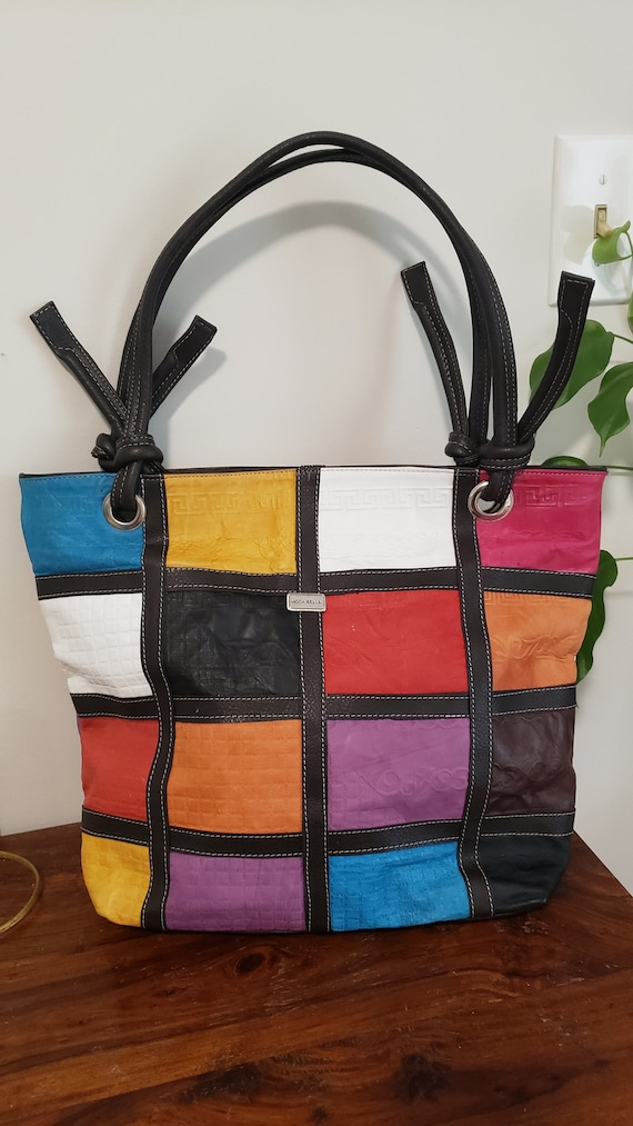 Patchwork Faux Leather Tote: Multi-Toned Moda Bel… - image 1