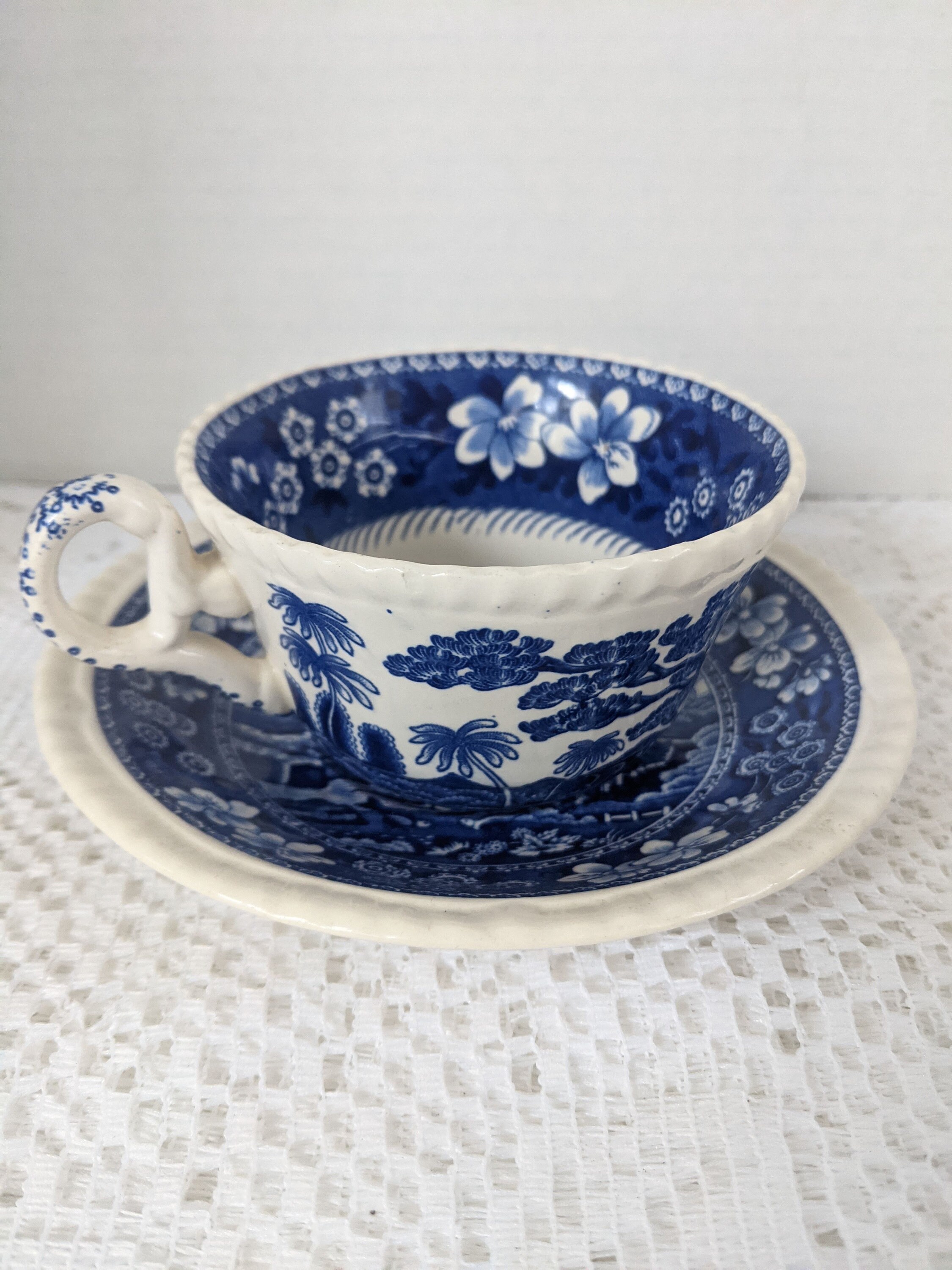 Spode Tea Cup and Saucer Tower Pattern Blue and White Spode Etsy