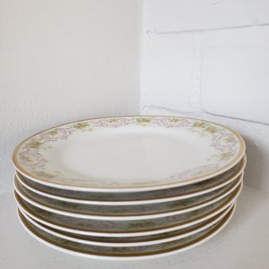 Elite Works Limoges Dessert Plates: Set of 6 St. Martial, Floral Gilt