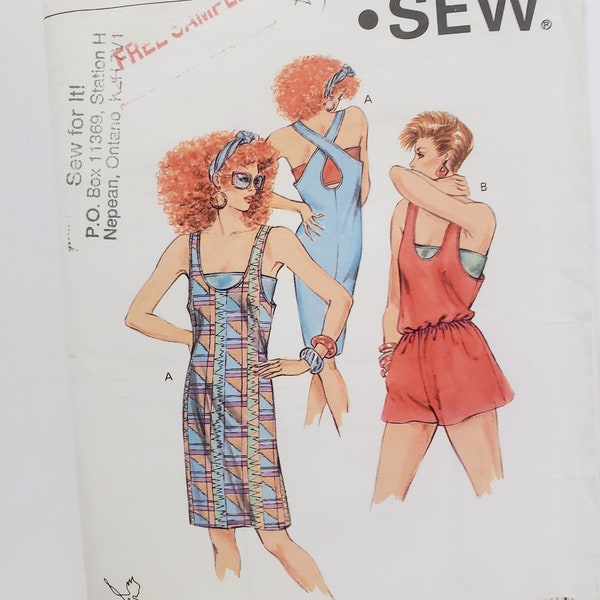 Kwik Dress Romper Bra UNCUT XS to L Kerstin Martensson Designer 1580 Kwik Sew Vintage Summer Wear One Piece Romper