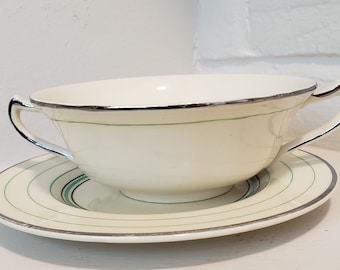 Vintage Wood's Ivory Ware Soup Bowl with Under Plate