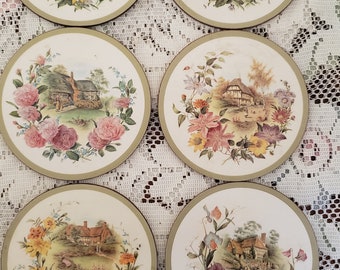 ヴィンテージ ピンパーネル コースター 6枚セット – コテージ風景