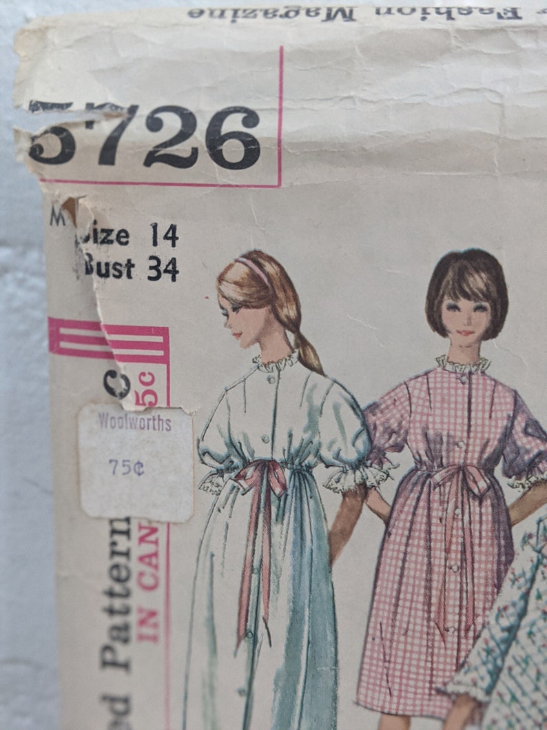 Simplicity Vintage Sewing Pattern 5726 Robe Vintage Lounge Wear Vintage House Coat Simplicity Patterns Size 14