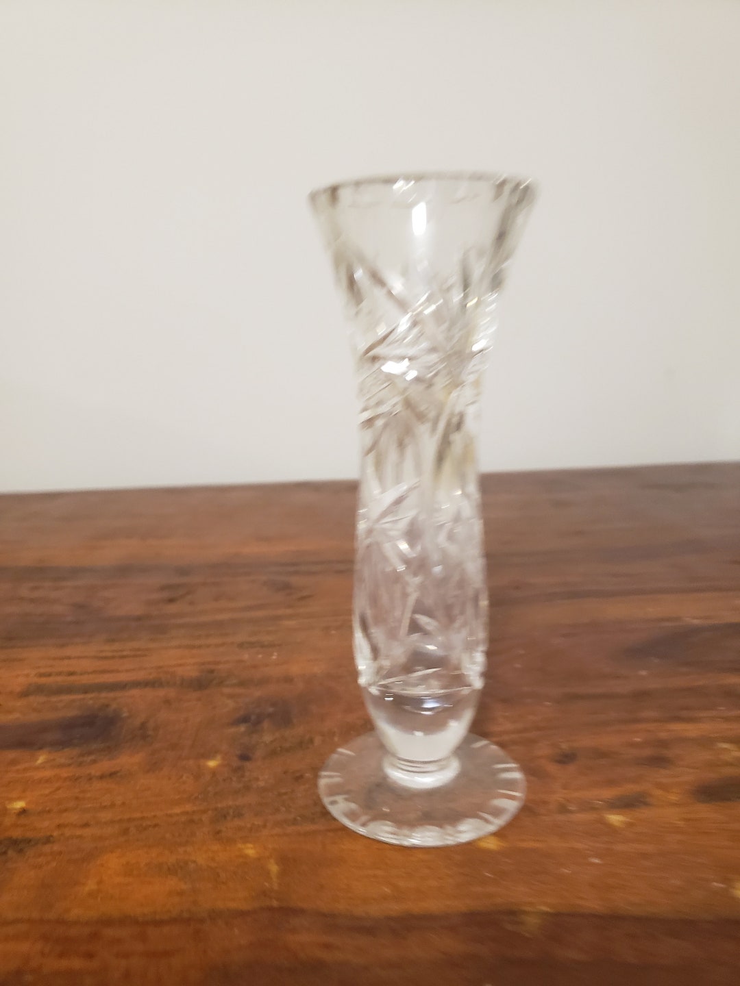 Six Inch Crystal Clear Vase Intricate Cut Glass Crystal Vase Small