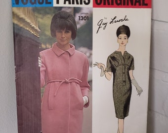 Vogue Paris Original Designer Guy Laroche 1301 Jacket Dress Pattern CUT Size 14