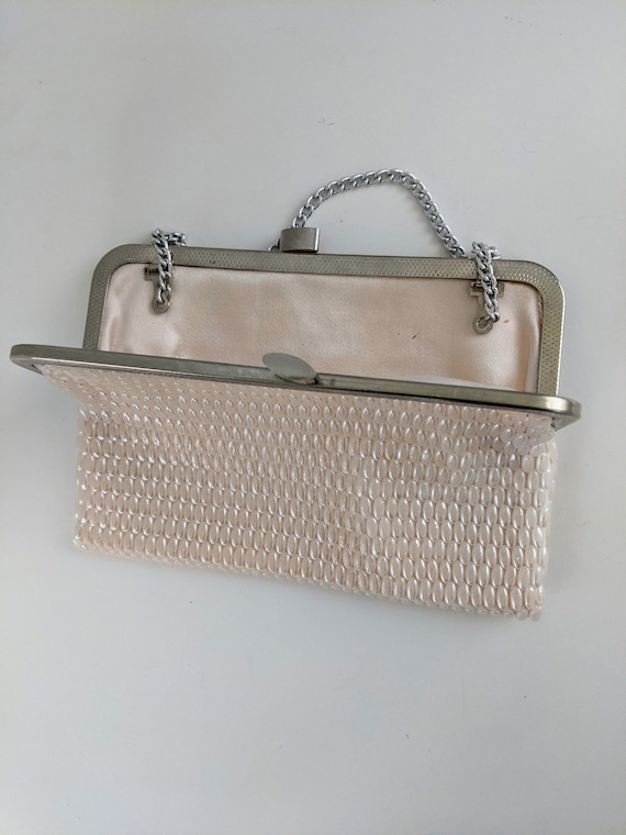 DuVal Vintage Beaded Handbag: Pink Purse with Cha… - image 9
