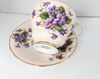 Pink Paragon Tea Cup With Purple Flowers and Gold Trim - Etsy