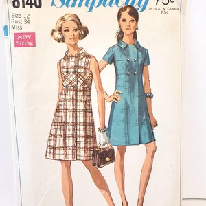 Simplicity 8140 Mod Dress Pattern: Size 12, 60s A-Line
