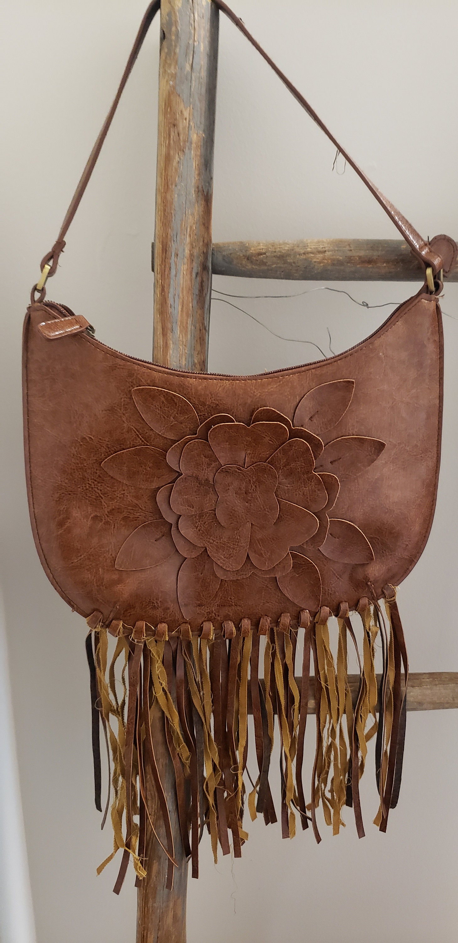 バッグ Y2k Diesel Rope Fringe Bag Leather Brown Y2K Brown Faux Leather Fringe Shoulder Bag: Le Chateau Vegan Purse