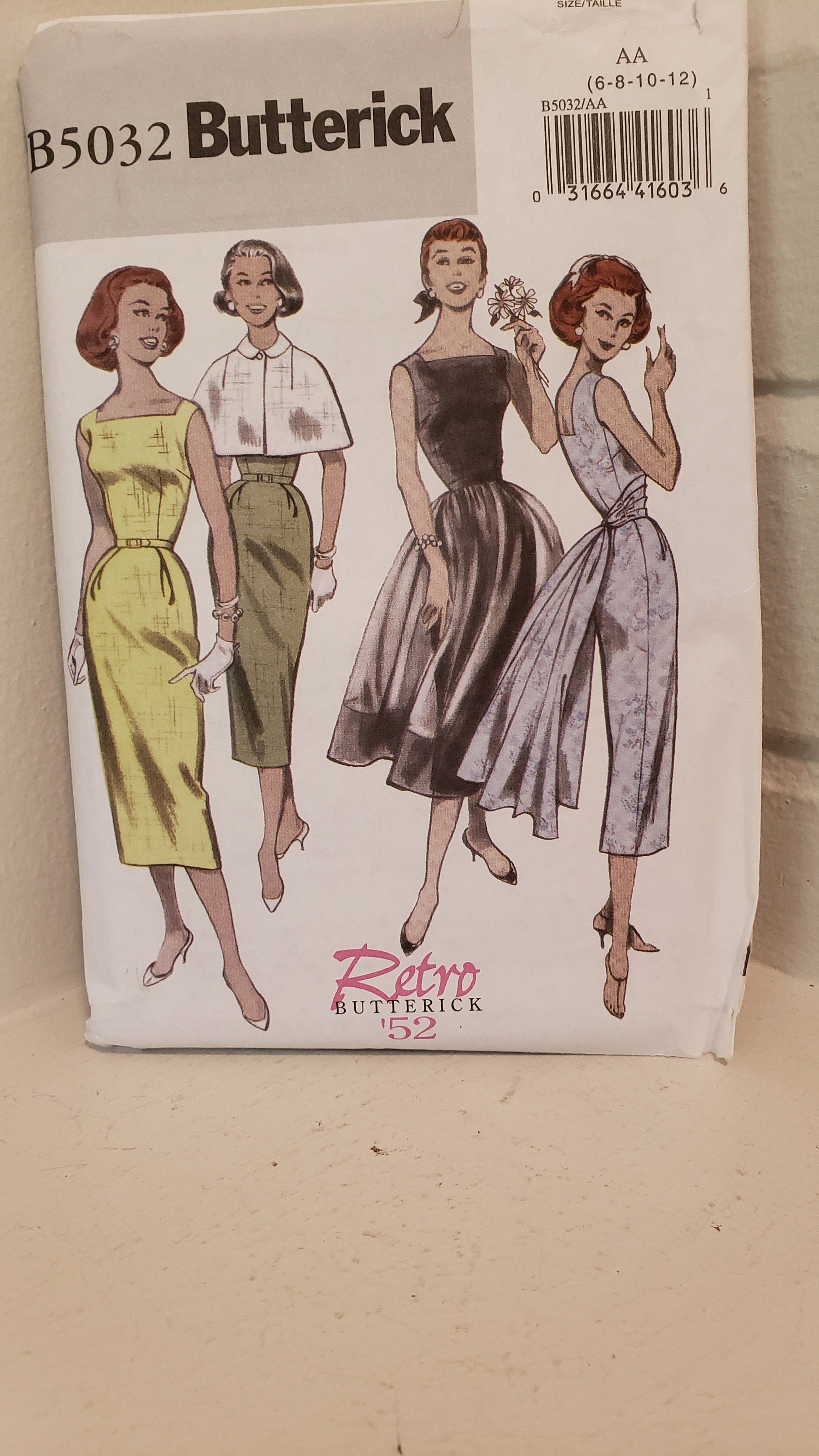 Pick Your Size Butterick Retro Dress Pattern B5032 1952 Style Dress,  Capelet, Overskirt, Cummerbund Sash and Belt Butterick Patterns -   Canada