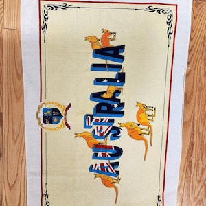 Australian Souvenir Tea Towel: Kangaroo Kitchen Decor, Linen Wall Art