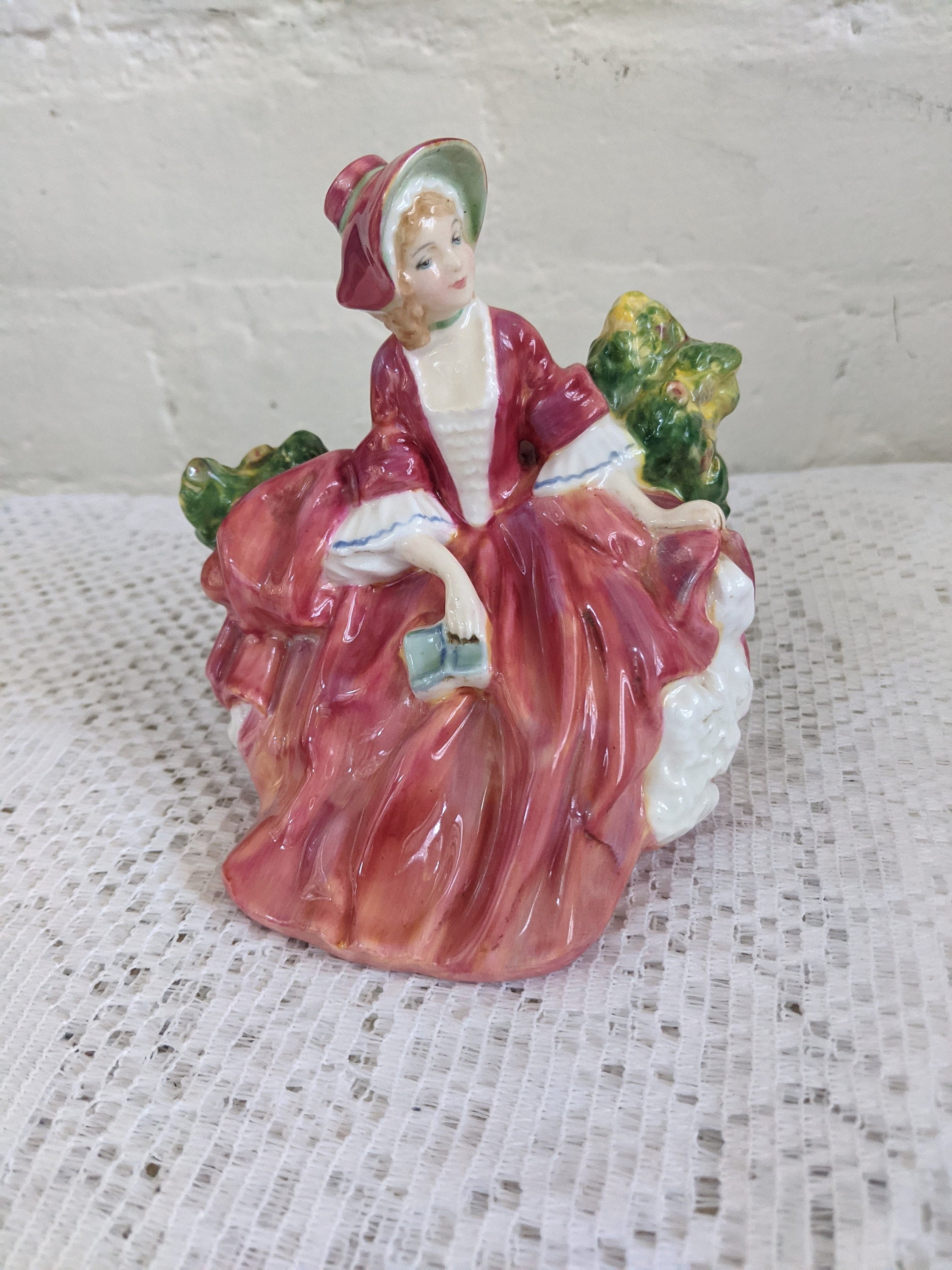 Royal Doulton Lydia Figurine: HN 1908, Red Dress, Vintage China