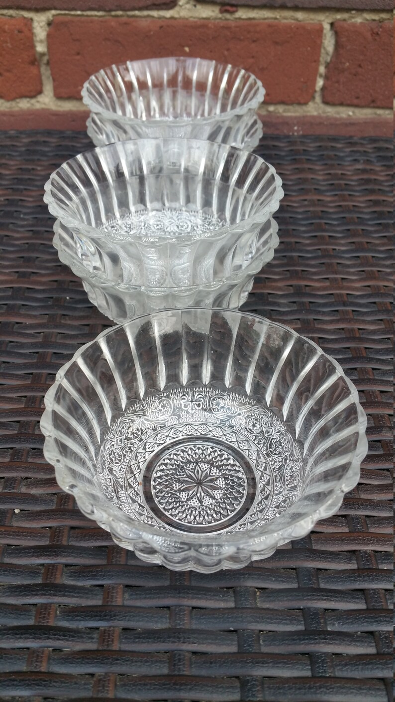 Vintage Clear Glass Dessert Bowls Etsy