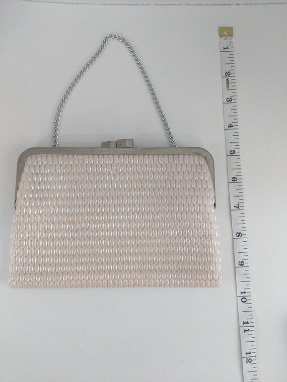DuVal Vintage Beaded Handbag: Pink Purse with Cha… - image 5