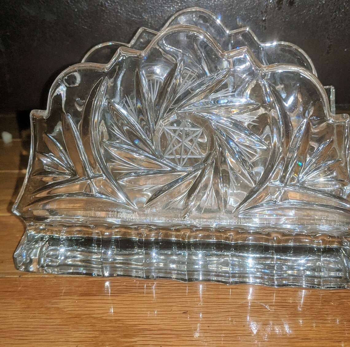 Cut Glass Napkin Holder Vintage Napkin Holder Letter Holder Etsy