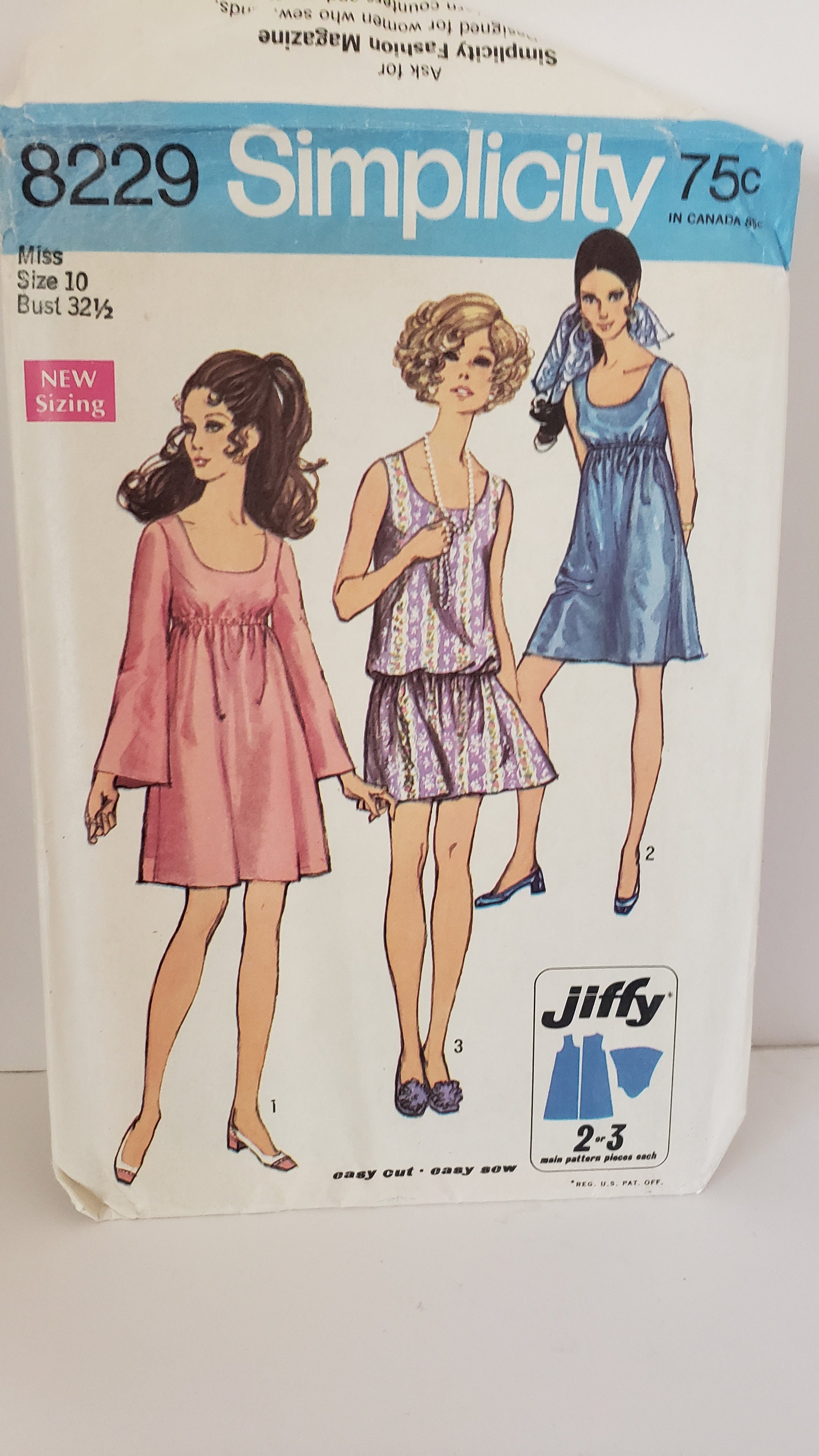 ハンドメイド Vintage 60s Simplicity 8229 Jiffy Dress Pattern: Boho Empire Waist