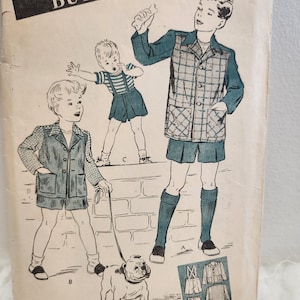 Vintage Butterick Sewing Pattern 3173 Boys Two Piece Leisure Jacket Suit 14 Pieces Three Button Boxy Jacket for Boys Chest 24 Size Six