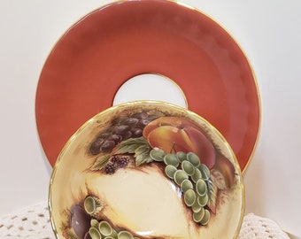 Vintage Aynsley Orchard Tea Cup & Saucer: Gold Gilt, Autumn Theme