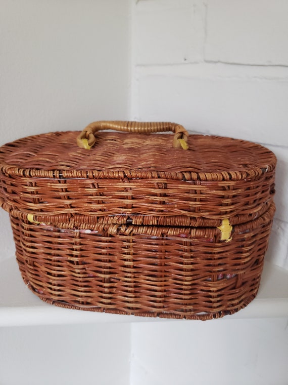 Vintage Wicker Picnic Basket Purse Summer Fun Light W… Gem
