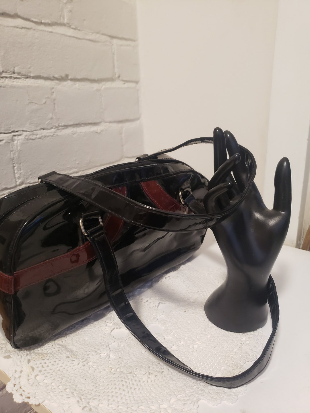 Black Patent Leather Purse Y2K Gloria Vanderbilt Purse Vintage Etsy