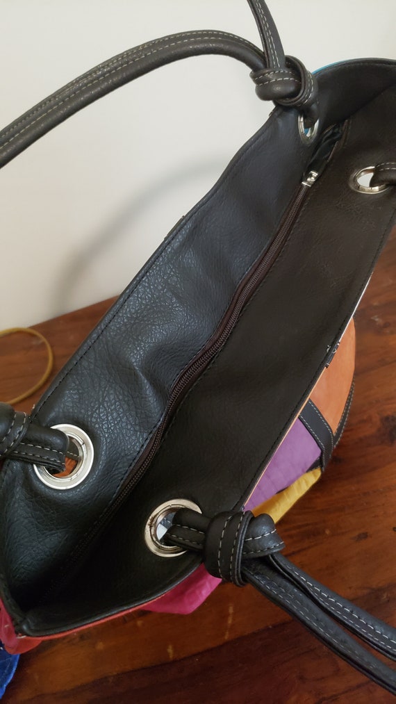 Patchwork Faux Leather Tote: Multi-Toned Moda Bel… - image 10