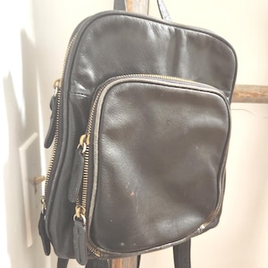 Vintage Margot Black Leather Knapsack: Small Designer Backpack