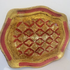 Florentine Tray Vintage Gold Red Decorative Italian Tray Ornate Home Decor 13 x 10.5 inch Italian Florentine Serving Tray Festive Home Decor