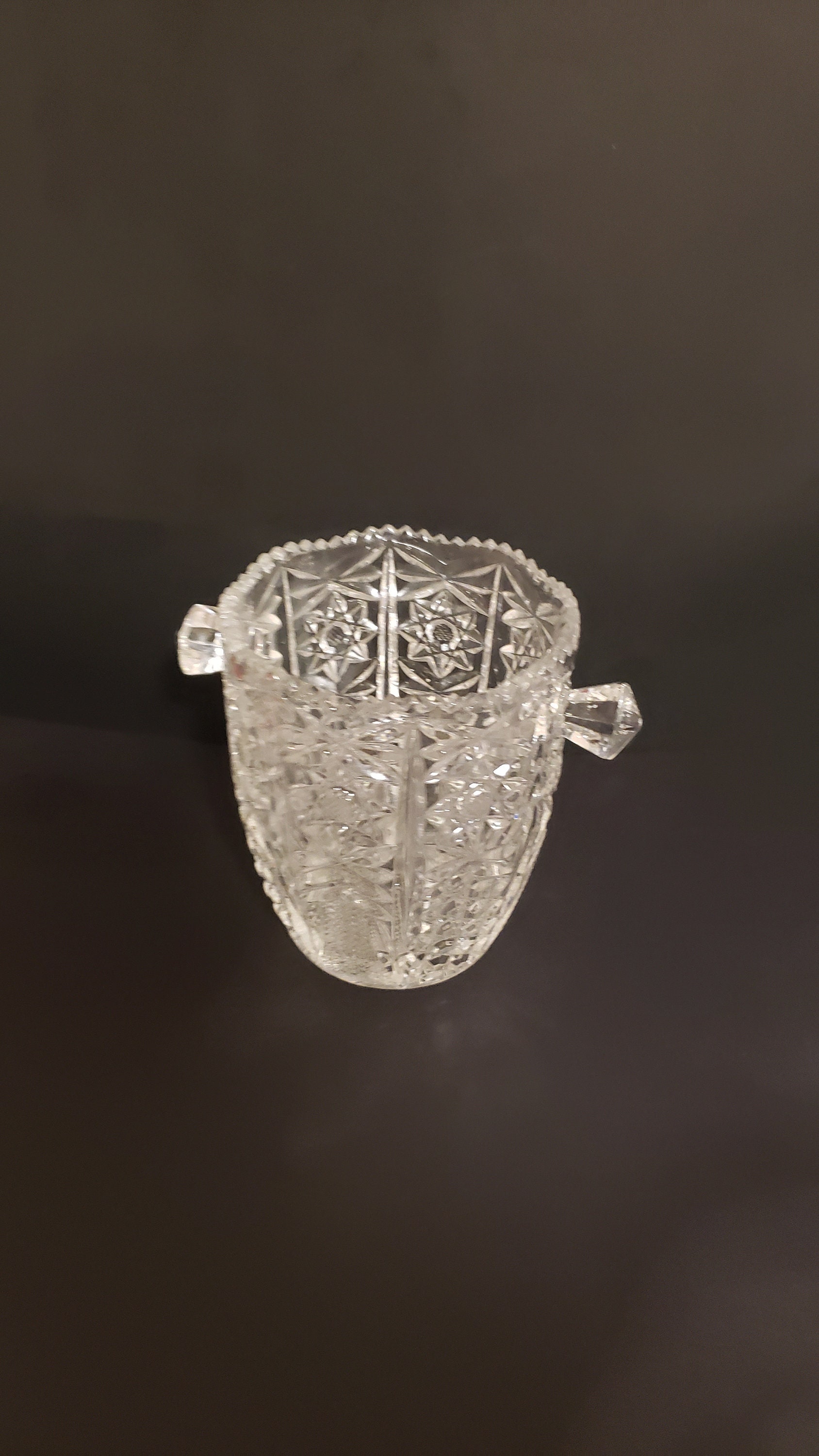 Vintage Crystal Ice Bucket With Handles Glass Bar Ware Glass Etsy