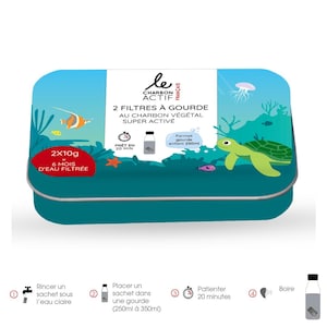 Botella filtrante X 2 nómada y compostable para niños, botella filtrante