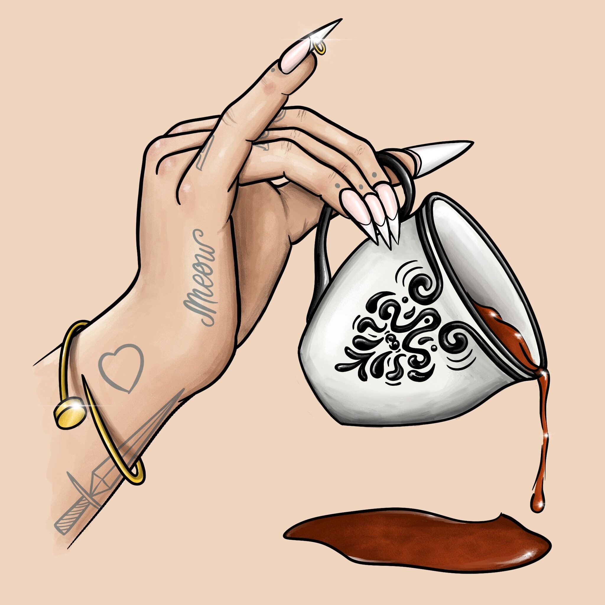 Illustration numérique Spill the tea Etsy