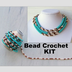 Bead Crochet Necklace Making Kit - DIY Crafts DIY Kit for Adults - Patchwork Pattern Necklace Kit - Seed Beads Kit - Bead Crochet Kit