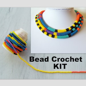 African style necklace Kit - Geometric Colorful Kit - Bead Crochet Kit - Bead Crochet Necklace Making Kit - DIY Crafts DIY Kit for Adults