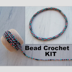 KIT for Bead Crochet Necklace - Beaded Necklace DIY - jewelry making kit - geometric necklace kit - Bead Crochet Rope Kit - Gift for Beader