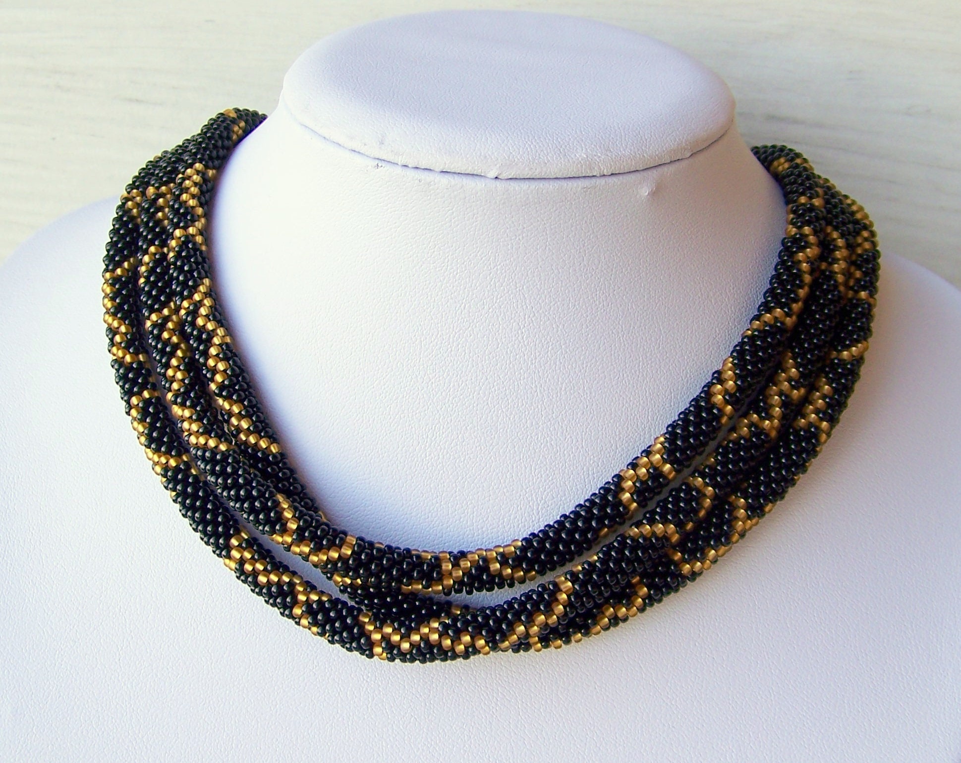 Bead Crochet Kit in Black and Gold Bead Crochet Necklace - Etsy