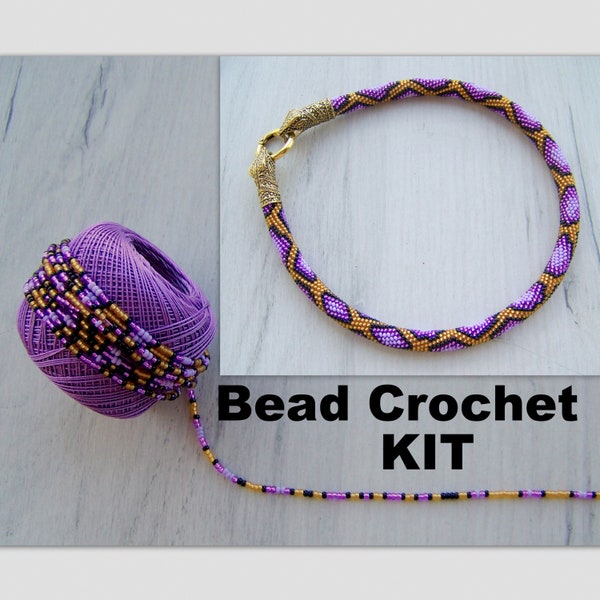 Chunky Snake Necklace Kit - Bead crochet Serpent Necklace Kit - Seed Bead Kit - Modern Beadwork serpent necklace Kit - Ouroboros necklace