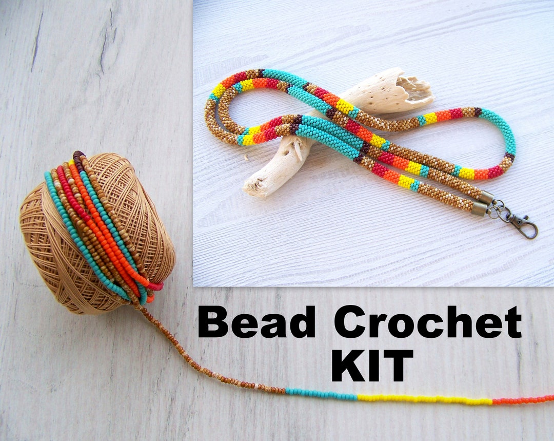 Colorful Bead Crochet Lanyard Kit African Lanyard With Id Holder Kit