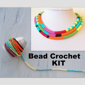 Bead Crochet Necklace Making Kit - DIY Crafts DIY Kit for Adults - African style necklace Kit - Geometric Colorful Kit - Bead Crochet Kit