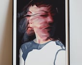 Original artwork "Self Portrait 2021". Acrylic on canvas paper. Dynamic distortion.