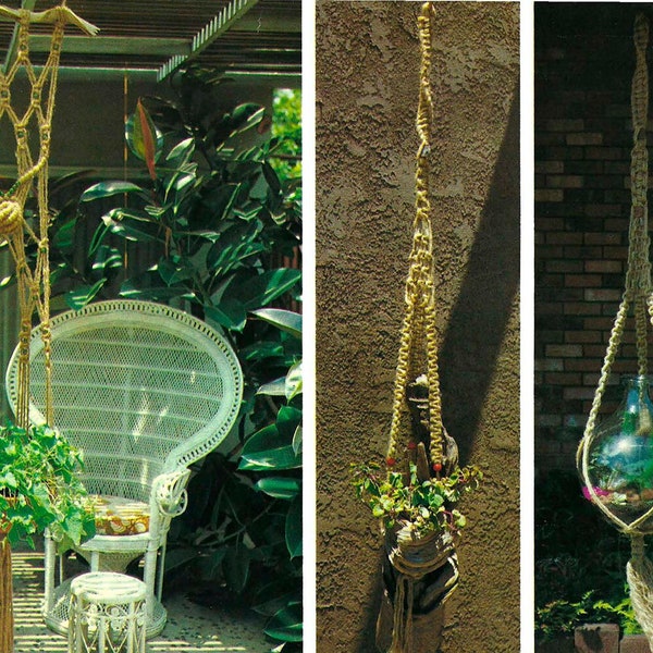 Macrame Plant Hanger Vintage Pattern Jute Berry Knot Leather Hangers Plant Holder Hanging Indoor Plant DIY Home Decor Macrame Pattern #B503