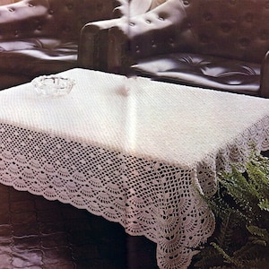 Patrón de crochet para mantel de encaje cuadrado Tamaño: 89 cm 36 ins Mantel de encaje con forma de concha Mantel festivo Patrón de crochet vintage – Gráfico n.° S585*